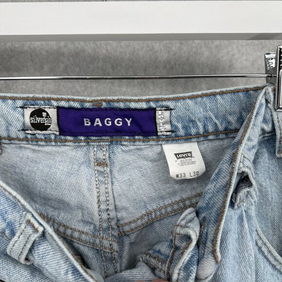 Levis Mens VTG Silvertab Baggy Jeans Size 33 Light Wash Denim Pleated Skater Y2K - Picture 7 of 13